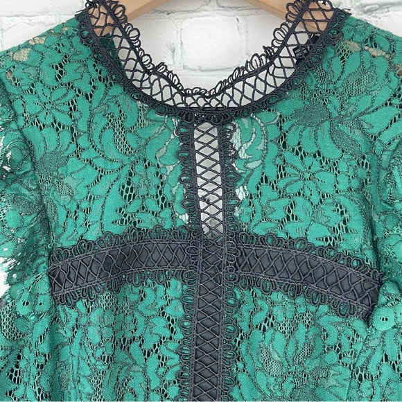 BARDOT Latoya Hunt Green Lace Sheath Midi Dress size US 8/M - Picture 5 of 11